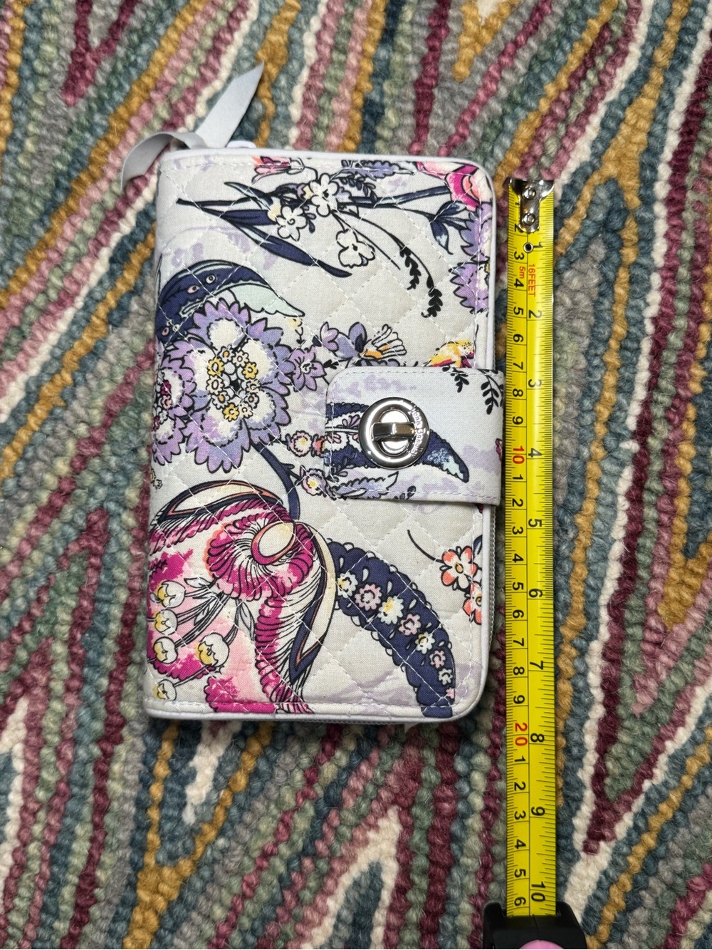 (SET OF 2)Vera Bradley Quilted Tote and Wallet - White with Pink & Purple Floral - Picture 15 of 16